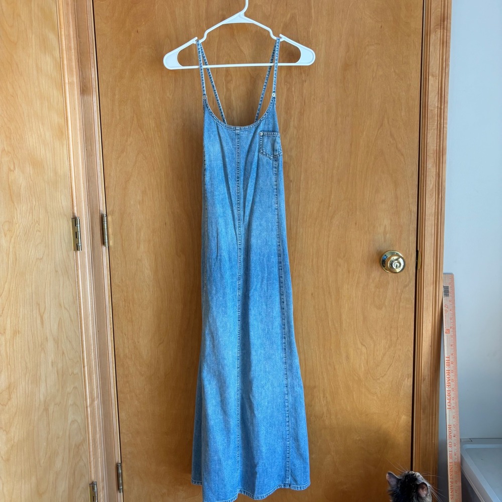 Denim Maxi Slip Dress - Light Blue